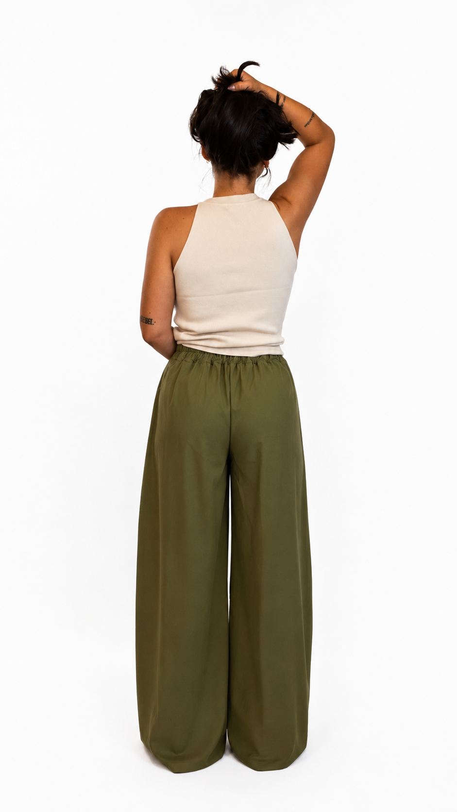 Pantalone con pence verde oliva