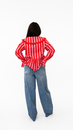 Camicia a righe rosso/rosa