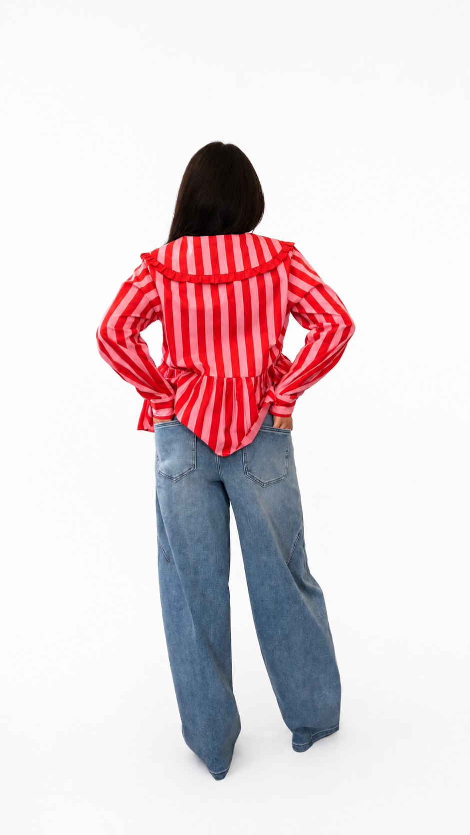 Camicia a righe rosso/rosa