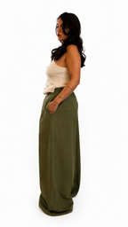 Pantalone con pence verde oliva