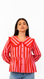 Camicia a righe rosso/rosa